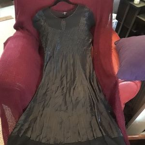 Komarov Black Charmeuse Sheer Accent Formal Dress 1X